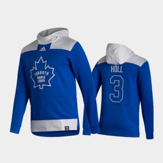 Men's Toronto Maple Leafs Justin Holl #3 Authentic Pullover Special Edition 2021 Reverse Retro Blue Hoodie