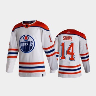 Men's Edmonton Oilers Devin Shore #14 Reverse Retro 2020-21 White Special Edition Authentic Jersey