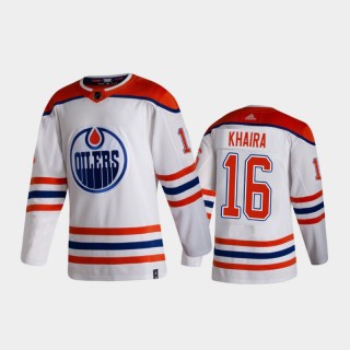 Men's Edmonton Oilers Jujhar Khaira #16 Reverse Retro 2020-21 White Authentic Jersey
