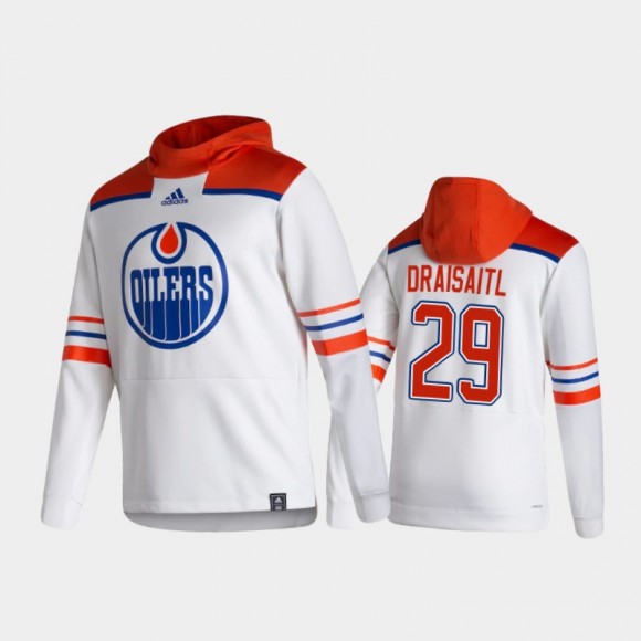 Men's Edmonton Oilers Leon Draisaitl #29 Authentic Pullover Special Edition 2021 Reverse Retro White Hoodie