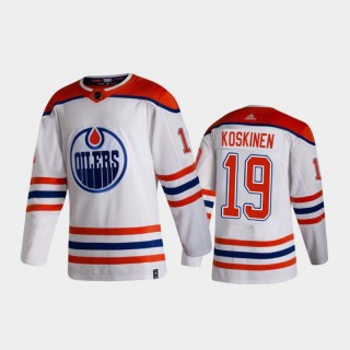 Men's Edmonton Oilers Mikko Koskinen #19 Reverse Retro 2020-21 White Authentic Jersey
