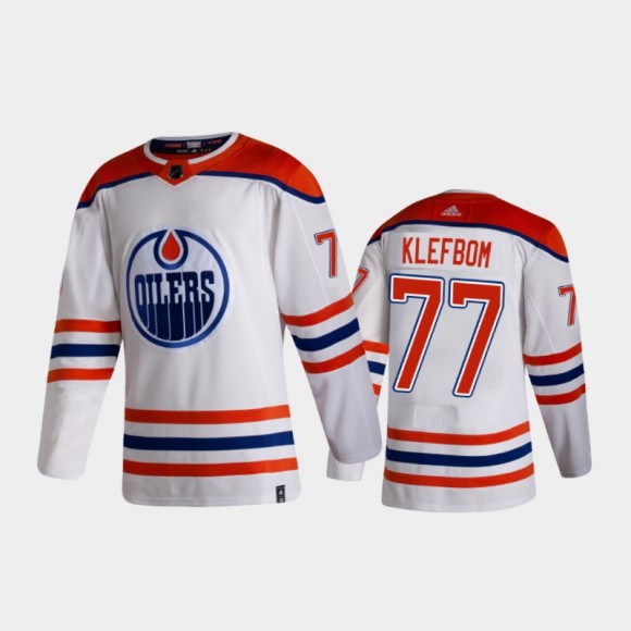 Men's Edmonton Oilers Oscar Klefbom #77 Reverse Retro 2020-21 White Authentic Jersey
