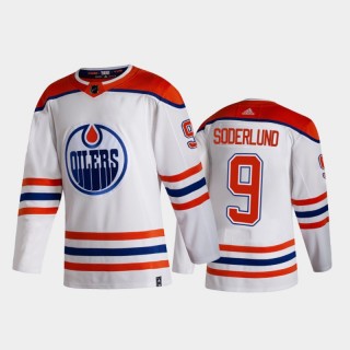 Men Edmonton Oilers Tim Soderlund #9 2021 Reverse Retro White Special Edition Jersey