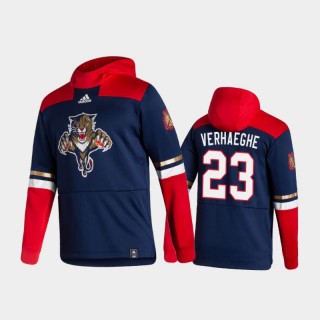 Men's Florida Panthers Carter Verhaeghe #23 Authentic Pullover 2021 Reverse Retro Navy Hoodie