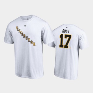 Men's Pittsburgh Penguins Bryan Rust #17 Special Edition Authentic Stack 2021 Reverse Retro White T-Shirt