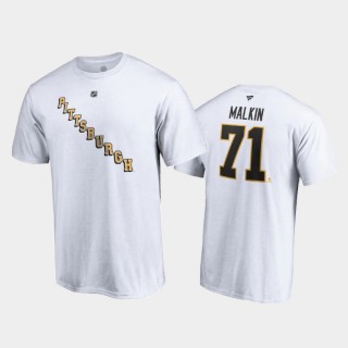 Men's Pittsburgh Penguins Evgeni Malkin #71 Special Edition Authentic Stack 2021 Reverse Retro White T-Shirt