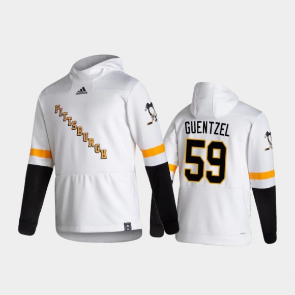 Men's Pittsburgh Penguins Jake Guentzel #59 Authentic Pullover Special Edition 2021 Reverse Retro White Hoodie