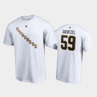 Men's Pittsburgh Penguins Jake Guentzel #59 Special Edition Authentic Stack 2021 Reverse Retro White T-Shirt