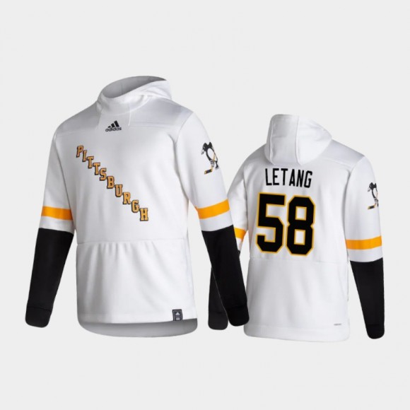Men's Pittsburgh Penguins Kris Letang #58 Authentic Pullover Special Edition 2021 Reverse Retro White Hoodie