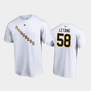 Men's Pittsburgh Penguins Kris Letang #58 Special Edition Authentic Stack 2021 Reverse Retro White T-Shirt