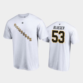 Men's Pittsburgh Penguins Teddy Blueger #53 Special Edition Authentic Stack 2021 Reverse Retro White T-Shirt