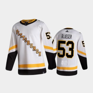 Men's Pittsburgh Penguins Teddy Blueger #53 Reverse Retro 2020-21 White Special Edition Authentic Pro Jersey