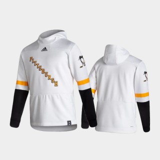Men's Pittsburgh Penguins 2021 Reverse Retro Authentic Pullover Special Edition White Hoodie