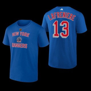 Alexis Lafreniere #13 New York Rangers Reverse Retro 2.0 Wheelhouse Blue Men T-Shirt