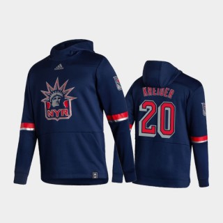 Men's New York Rangers Chris Kreider #20 Authentic Pullover Special Edition 2021 Reverse Retro Navy Hoodie