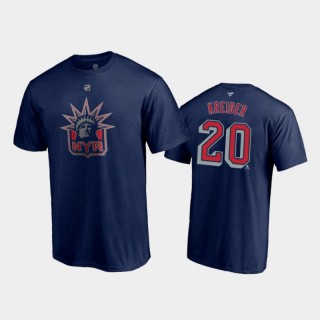Men's New York Rangers Chris Kreider #20 Special Edition Authentic Stack 2021 Reverse Retro Navy T-Shirt
