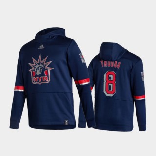 Men's New York Rangers Jacob Trouba #8 Authentic Pullover Special Edition 2021 Reverse Retro Navy Hoodie