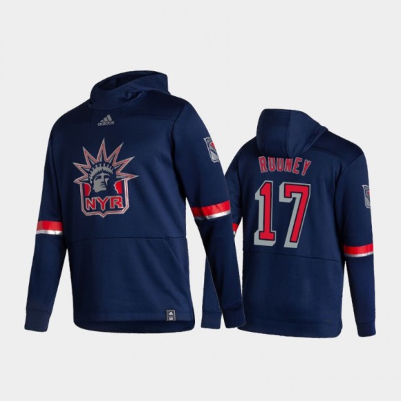 Men's New York Rangers Kevin Rooney #17 Authentic Pullover Special Edition 2021 Reverse Retro Navy Hoodie