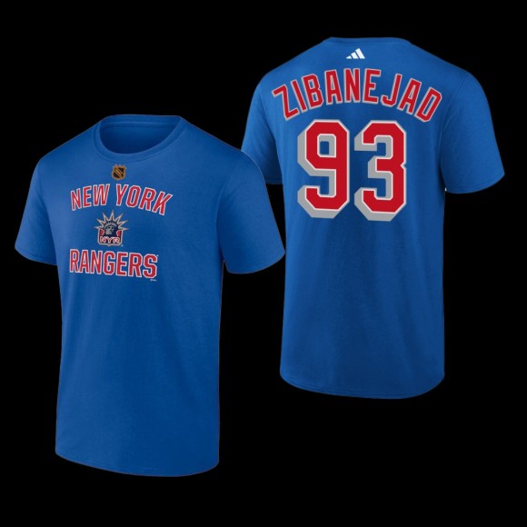 Mika Zibanejad #93 New York Rangers Reverse Retro 2.0 Wheelhouse Blue Men T-Shirt