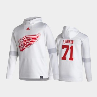 Men's Detroit Red Wings Dylan Larkin #71 Authentic Pullover Special Edition 2021 Reverse Retro White Hoodie