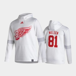 Men's Detroit Red Wings Frans Nielsen #81 Authentic Pullover Special Edition 2021 Reverse Retro White Hoodie