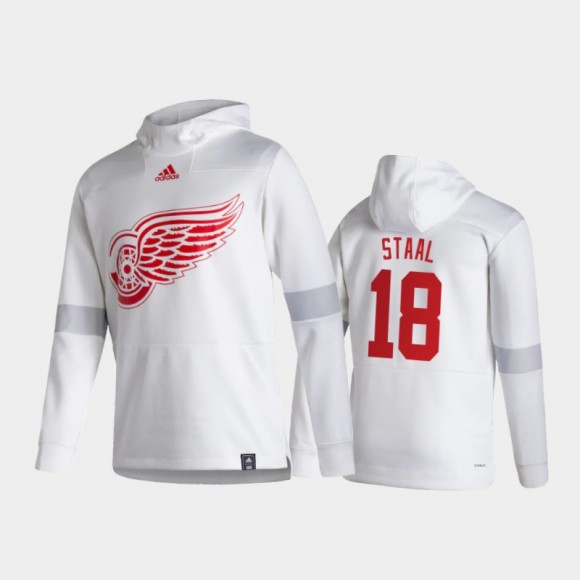 Men's Detroit Red Wings Marc Staal #18 Authentic Pullover Special Edition 2021 Reverse Retro White Hoodie