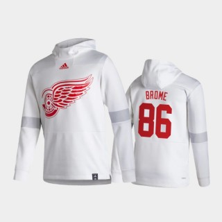 Men's Detroit Red Wings Mathias Brome #86 Authentic Pullover Special Edition 2021 Reverse Retro White Hoodie