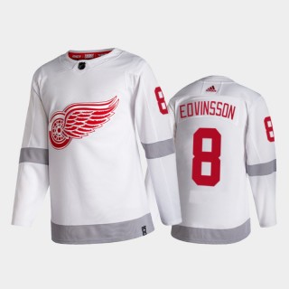 Men Detroit Red Wings Simon Edvinsson #8 2021 Reverse Retro White 2021 NHL Draft Jersey
