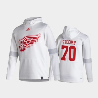 Men's Detroit Red Wings Troy Stecher #70 Authentic Pullover Special Edition 2021 Reverse Retro White Hoodie