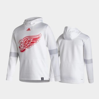 Men's Detroit Red Wings 2021 Reverse Retro Authentic Pullover Special Edition White Hoodie