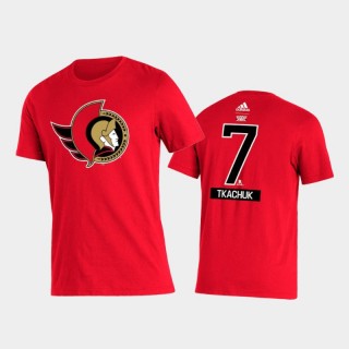 Senators Brady Tkachuk #7 2021 Reverse Retro Special Edition Name & Number Red T-Shirt