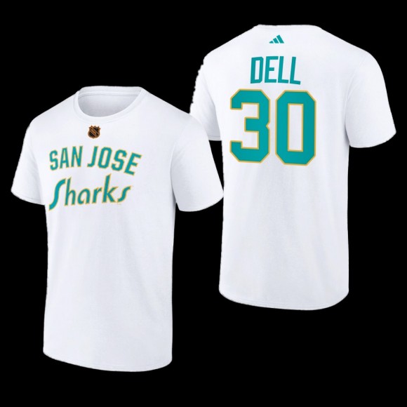 Aaron Dell #30 San Jose Sharks Reverse Retro 2.0 Wheelhouse White Men T-Shirt