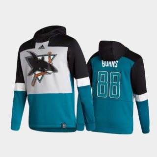Men's San Jose Sharks Brent Burns #88 Authentic Pullover Special Edition 2021 Reverse Retro Teal Hoodie
