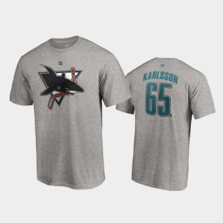 Men's San Jose Sharks Erik Karlsson #65 Special Edition Authentic Stack 2021 Reverse Retro Heather Charcoal T-Shirt