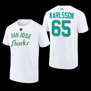 Erik Karlsson #65 San Jose Sharks Reverse Retro 2.0 Wheelhouse White Men T-Shirt