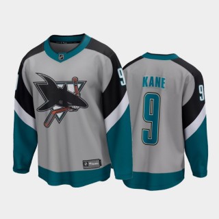 Men's San Jose Sharks Evander Kane #9 Reverse Retro Grey 2020-21 Breakaway Player Jersey
