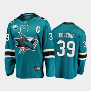 San Jose Sharks Logan Couture #39 2021 Reverse Retro Teal 30th Anniversary Home Jersey