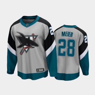 Men's San Jose Sharks Timo Meier #28 Reverse Retro Gray 2021 Special Edition Jersey