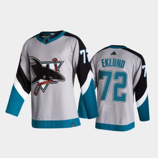 Men San Jose Sharks William Eklund #72 2021 Reverse Retro Gray 2021 NHL Draft Jersey