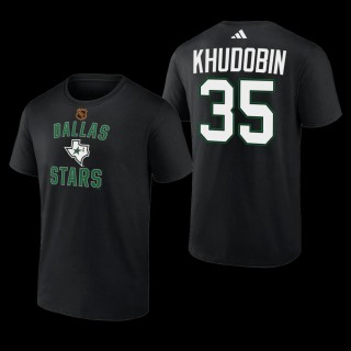 Anton Khudobin #35 Dallas Stars Reverse Retro 2.0 Wheelhouse Black Men T-Shirt