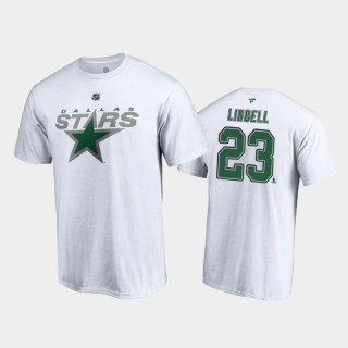 Men's Dallas Stars Esa Lindell #23 Special Edition Authentic Stack 2021 Reverse Retro White T-Shirt