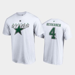 Men's Dallas Stars Miro Heiskanen #4 Special Edition Authentic Stack 2021 Reverse Retro White T-Shirt