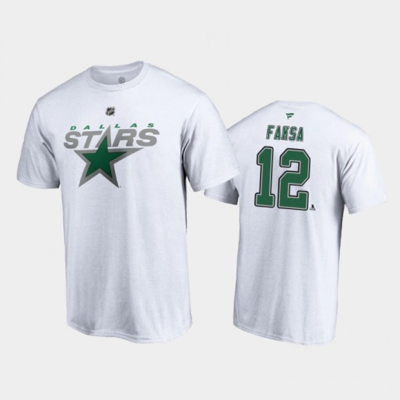 Men's Dallas Stars Radek Faksa #12 Special Edition Authentic Stack 2021 Reverse Retro White T-Shirt