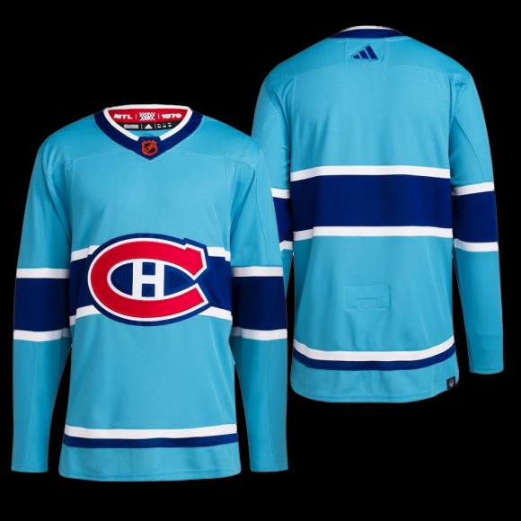 Men Montreal Canadiens Reverse Retro 2.0 2022 Light Blue Authentic Primegreen Jersey Blank