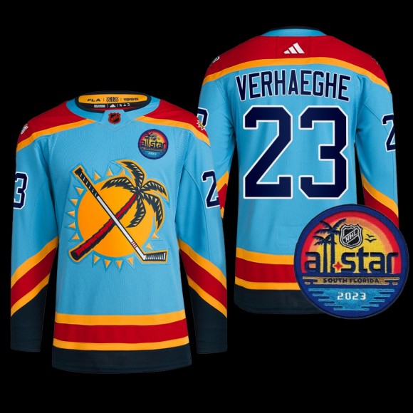 2023 All-Star Patch Florida Panthers Carter Verhaeghe Jersey Reverse Retro Blue #23 Uniform