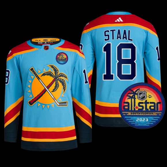 2023 All-Star Patch Florida Panthers Marc Staal Jersey Reverse Retro Blue #18 Uniform