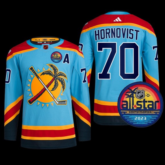 2023 All-Star Patch Florida Panthers Patric Hornqvist Jersey Reverse Retro Blue #70 Uniform