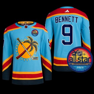 2023 All-Star Patch Florida Panthers Sam Bennett Jersey Reverse Retro Blue #9 Uniform