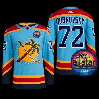 2023 All-Star Patch Florida Panthers Sergei Bobrovsky Jersey Reverse Retro Blue #72 Uniform
