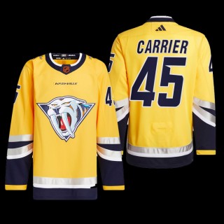 Alexandre Carrier Nashville Predators Authentic Primegreen Jersey 2022 Yellow #45 Reverse Retro 2.0 Uniform